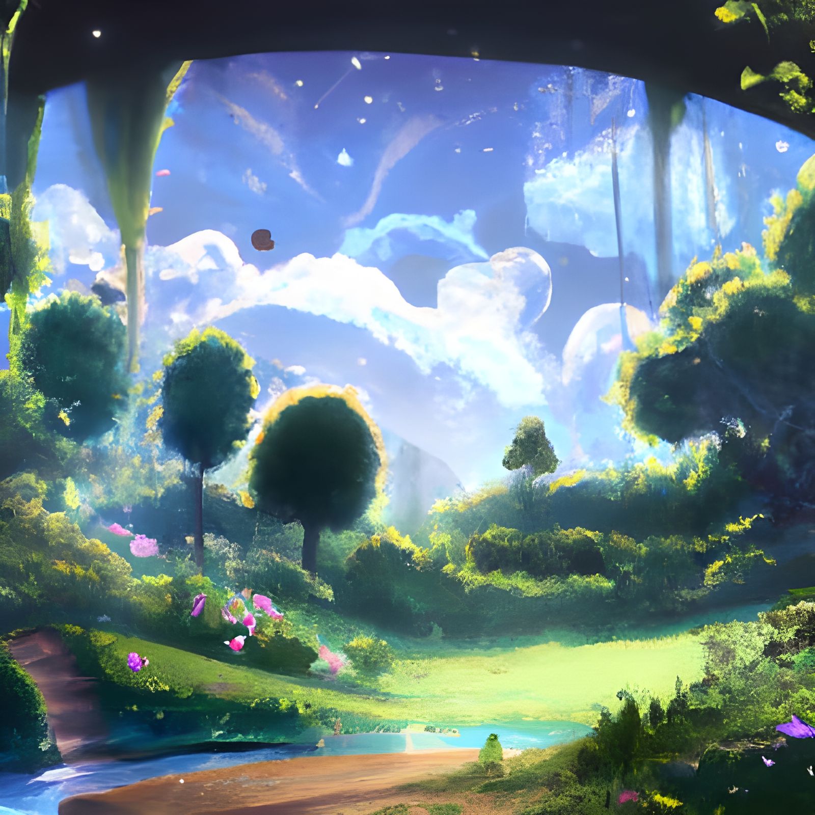 Enchanted Garden Galaxy in Anime Style