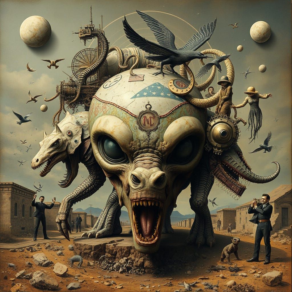 Surreal Neo-Collage of Chaotic Evolution