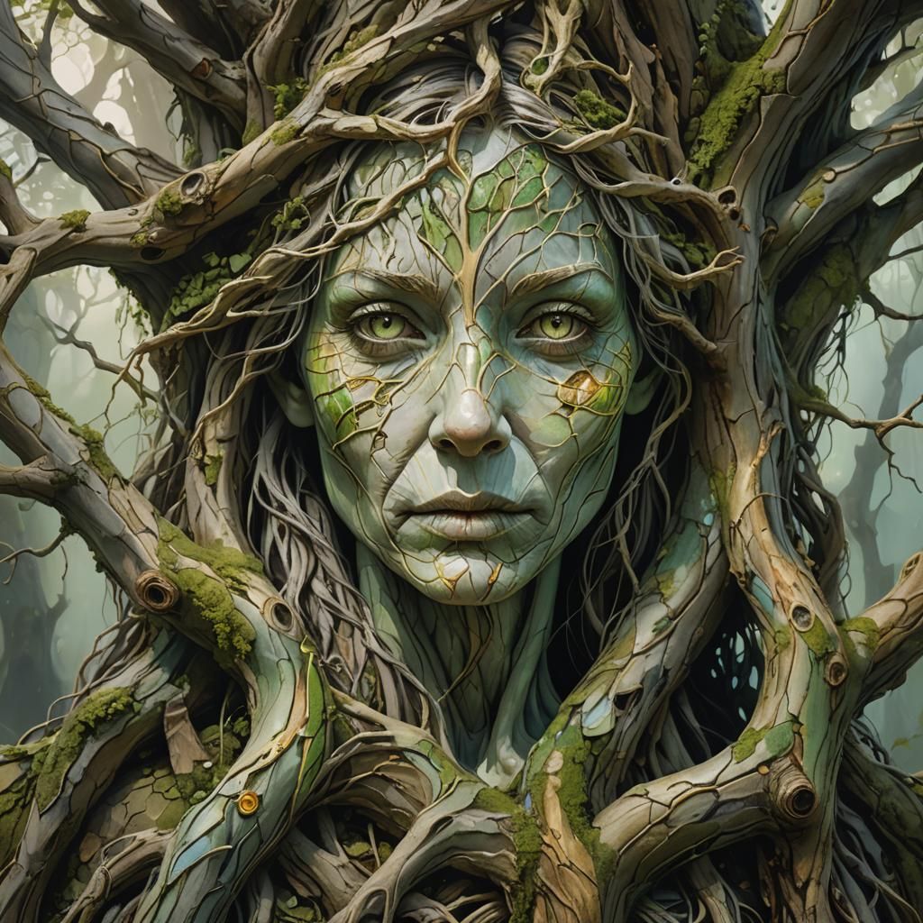 Mystical Female Entity Portrait with Ethereal Appearance