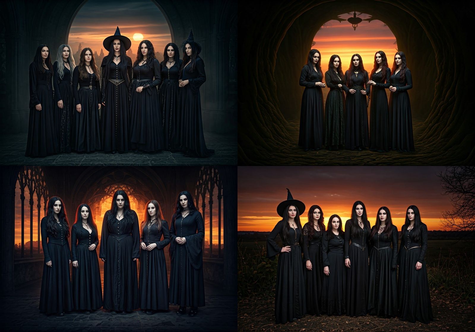 Gothic Whimsy: A Coven of Witches Unveiled in Twilight
