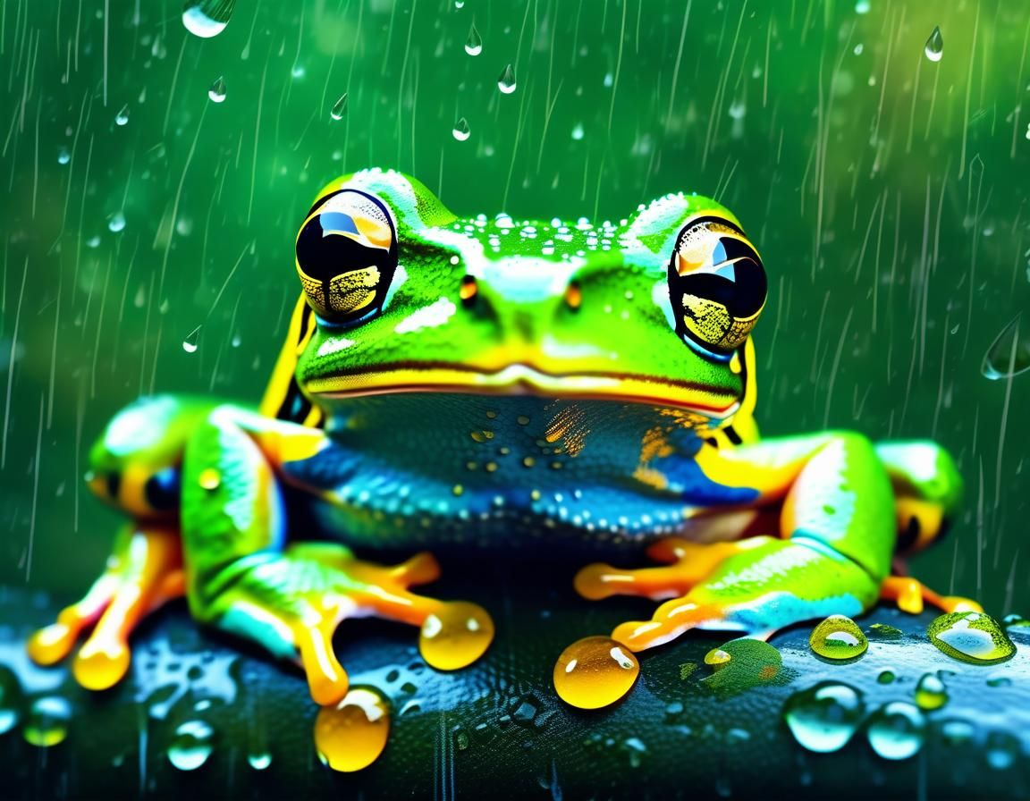 Detailed Tree Frog Portrait in Impressionist Style