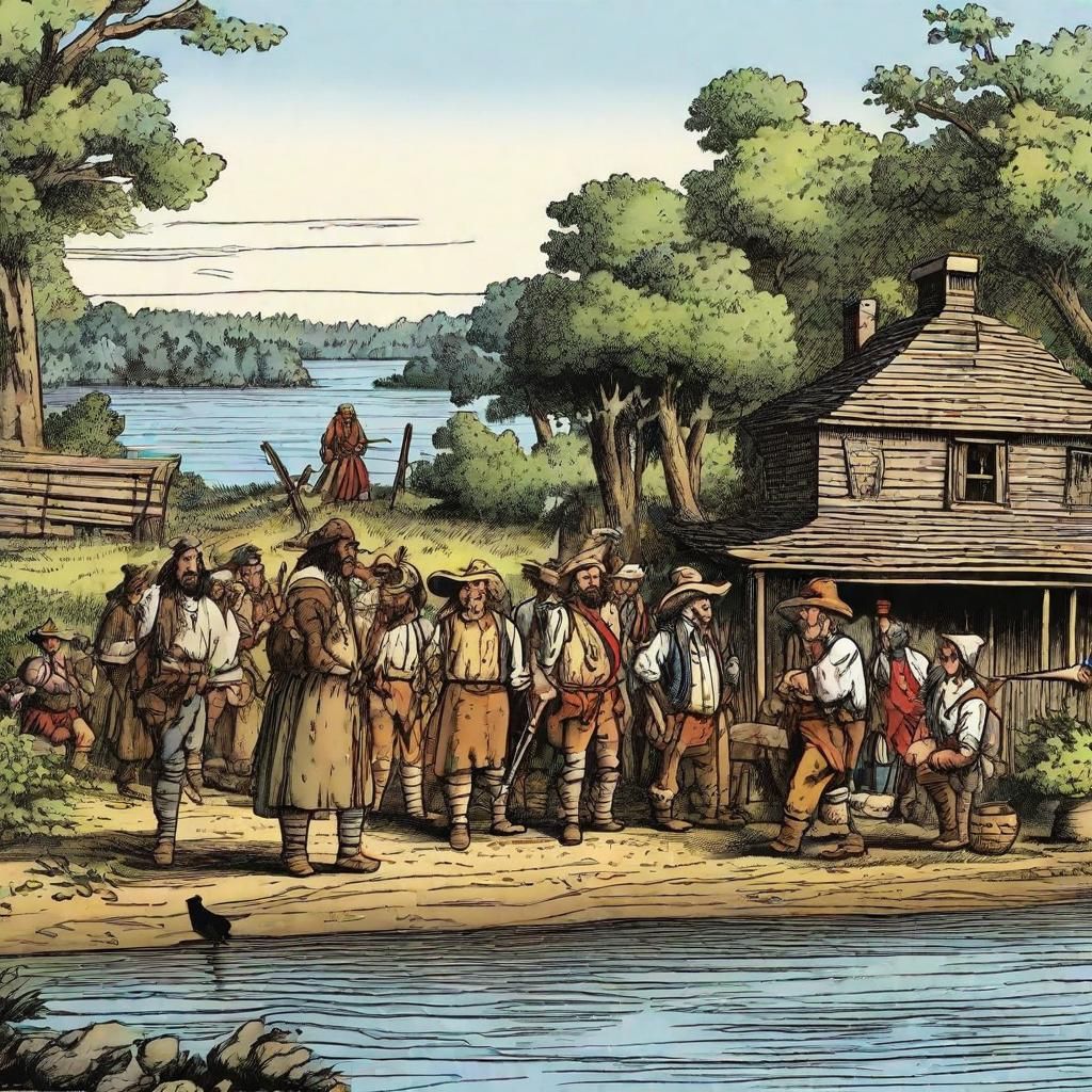 Ironic Cartoon of First Colonists Arriving in US