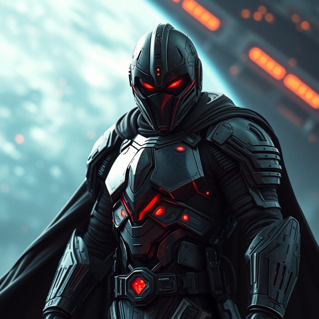 Cyberpunk Space Knight Ready for Battle