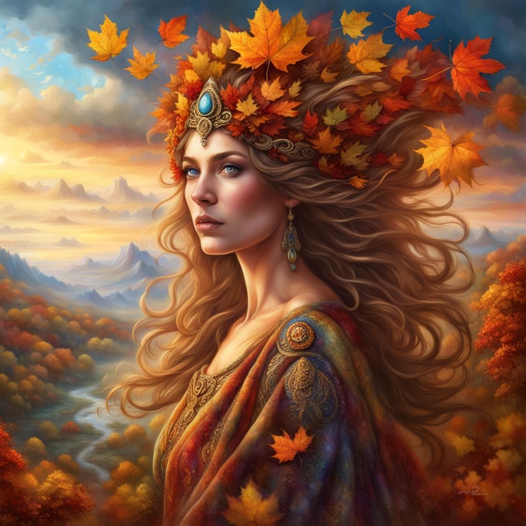 Goddess of Autumn Reveals Fall Colors