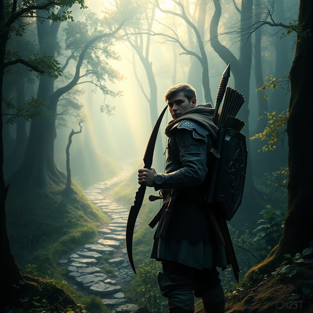 Medieval Fantasy Ranger Embarks on Quest in a Mysterious For...