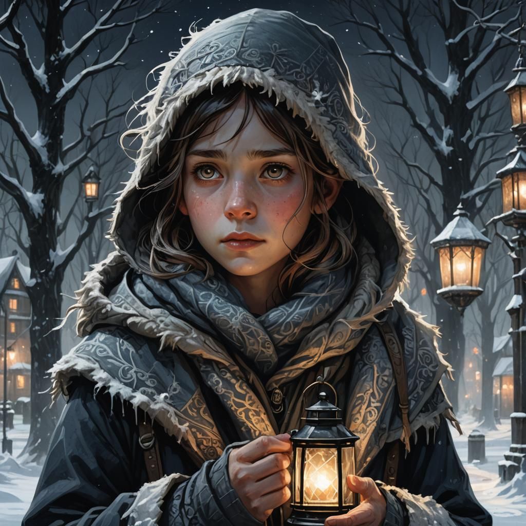 Northford Resident with Lantern in Dark Fantasy Style