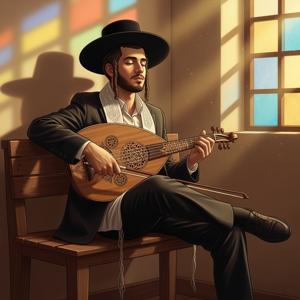 Young Jewish Man with Violin in Warm Light