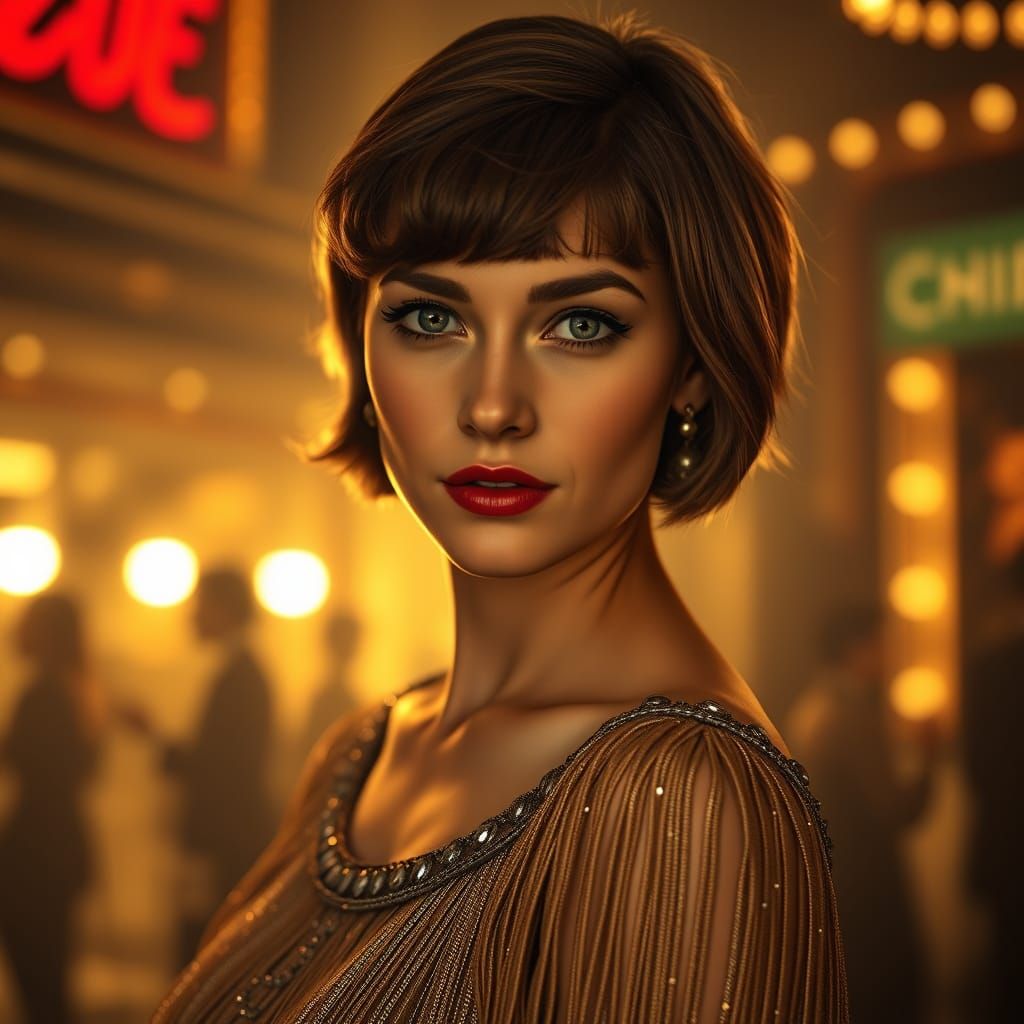 Vintage Glamour Goddess in Art Deco Style