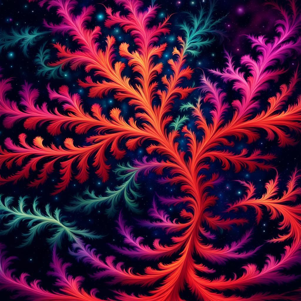 Harley Quinn with Fractal Hair in Dreamy Landscape