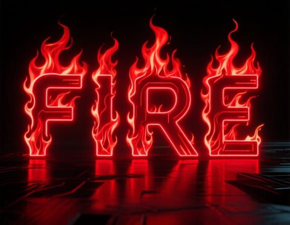 Blazing Red Fire Text with Neon Glow