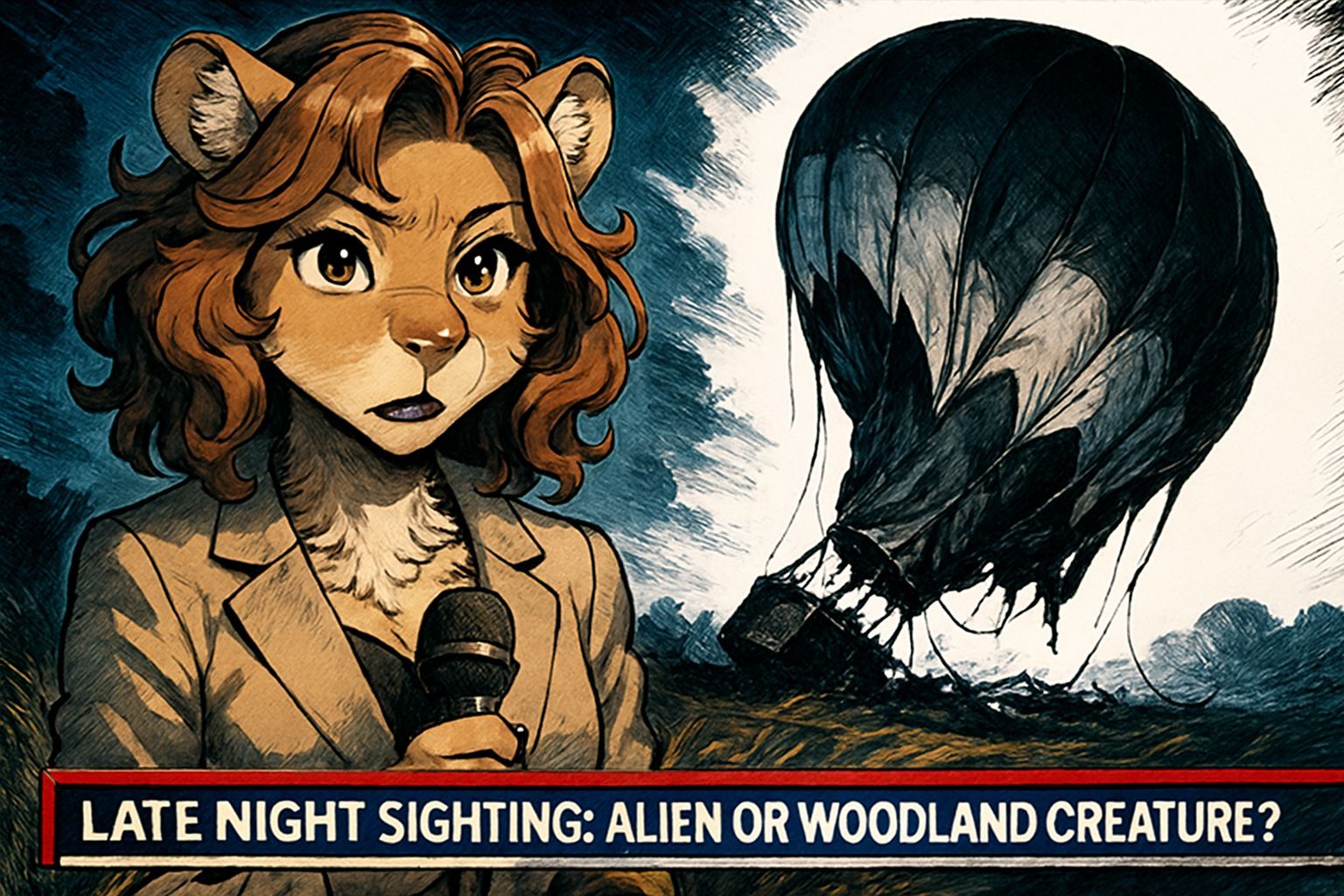 Anime Lioness Reporting Hot Air Balloon Crash