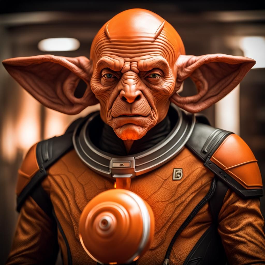 Orange Lantern as Ferengi in Hyperrealistic Style