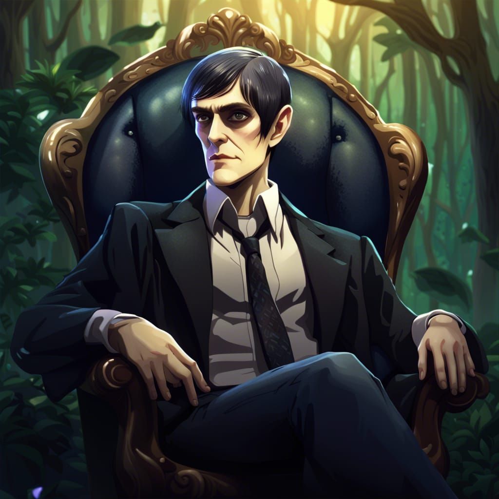 Barnabas Collins Portrait in Dreamlike Cartoon Forest