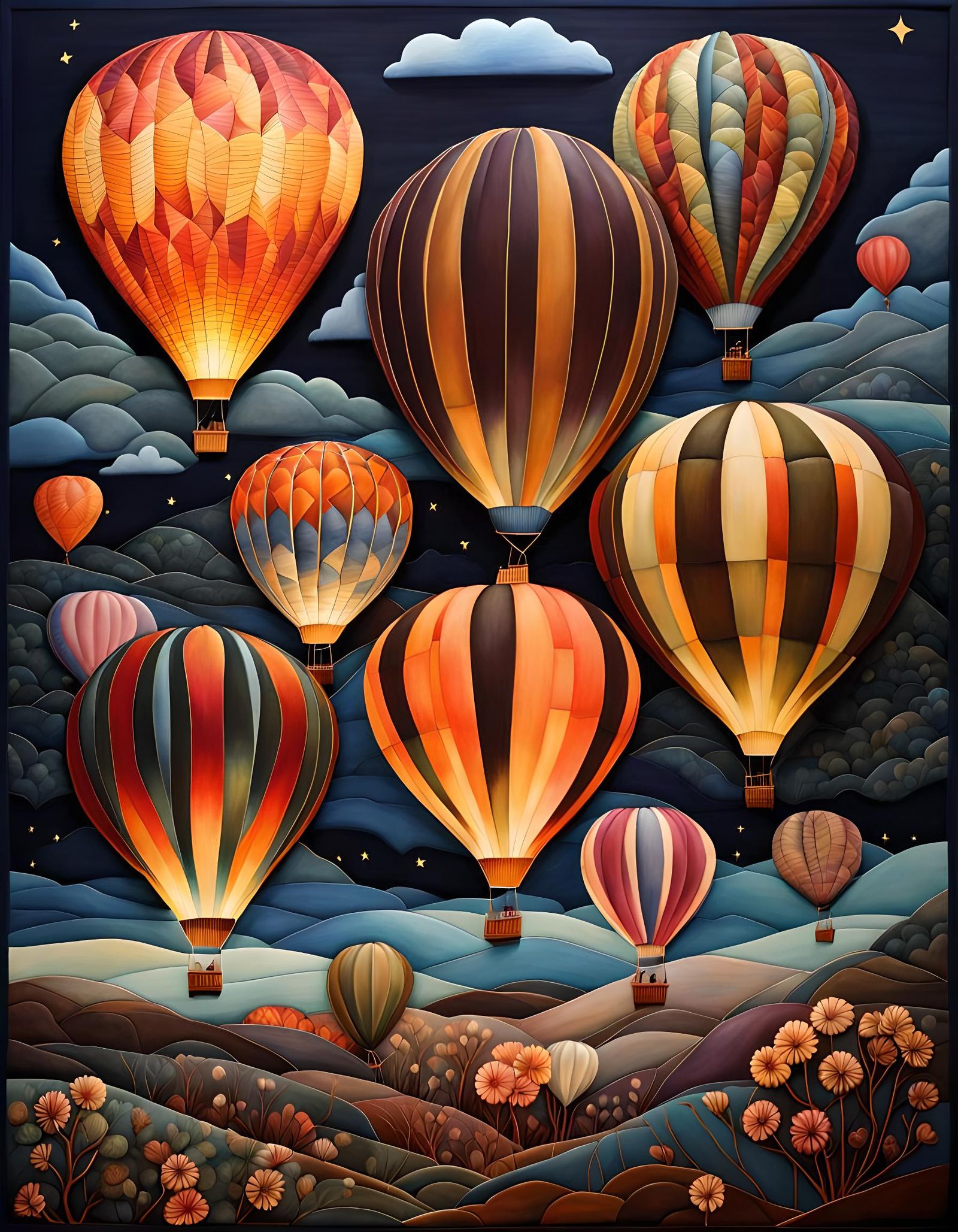 Balloon Mothership Soaring in Night Sky