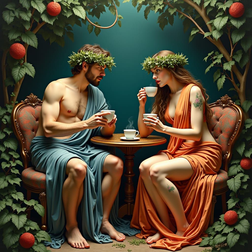 Adam and Eve's Coffee Break: A Baroque Painting