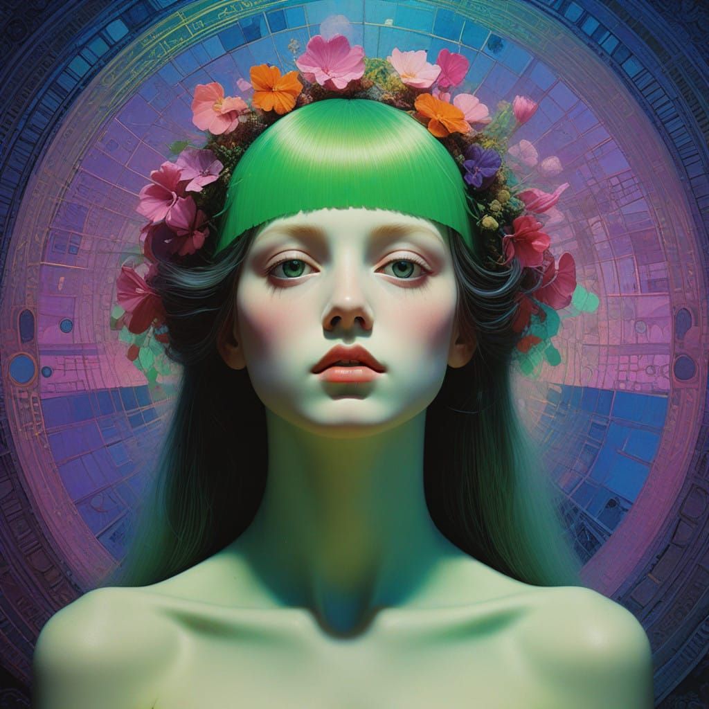 Glowing Celestial Vision in Iridescent Hues