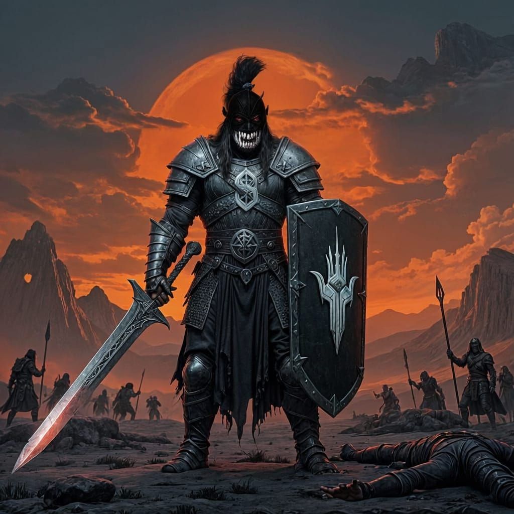 Uruk-hai Warrior at Blood Red Sunset