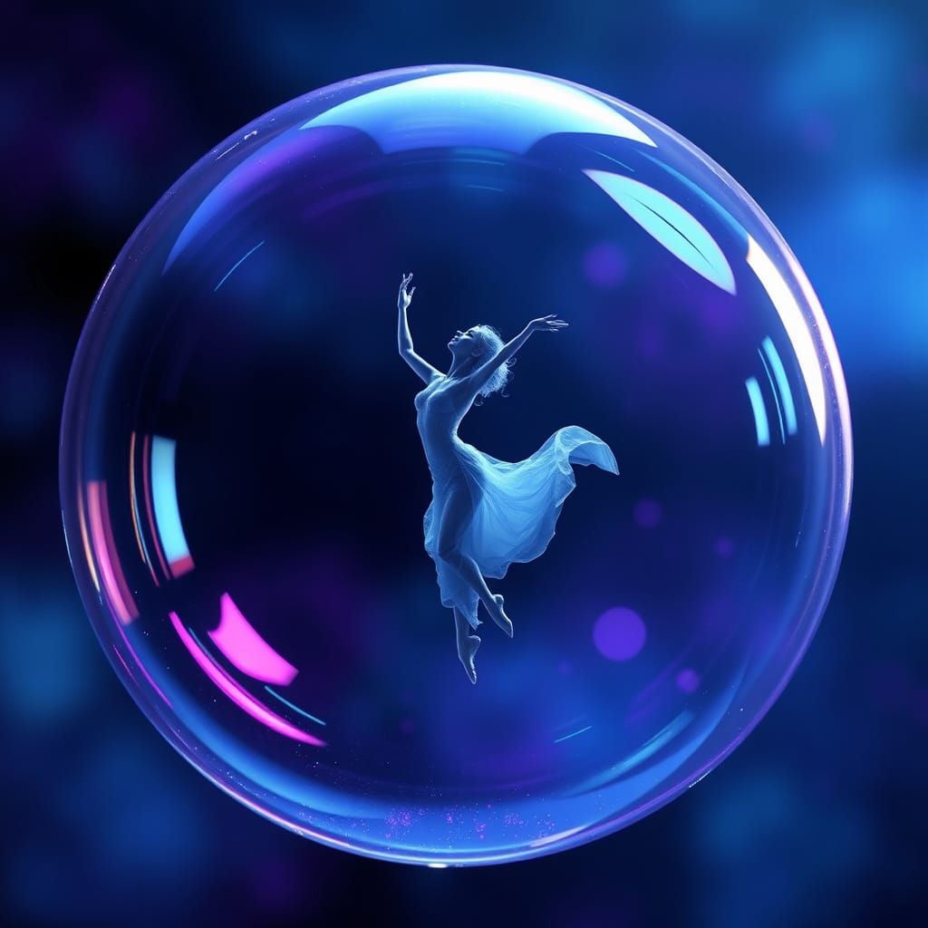 Saiplula Bubble Encasing Dancer Silhouette in Dreamlike Digi...