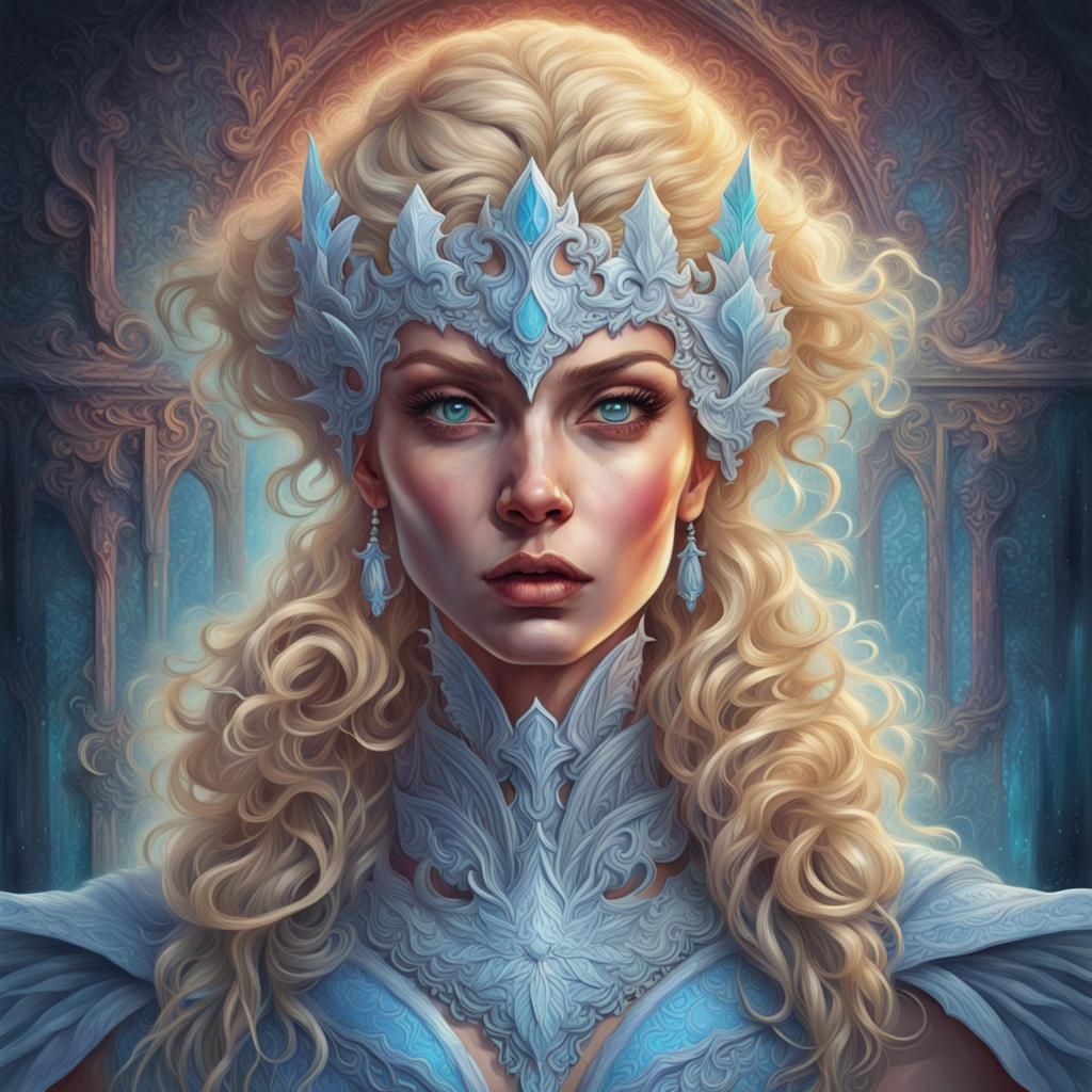 Queen of Swords Ice Queen Blonde hair head and shoulders por...