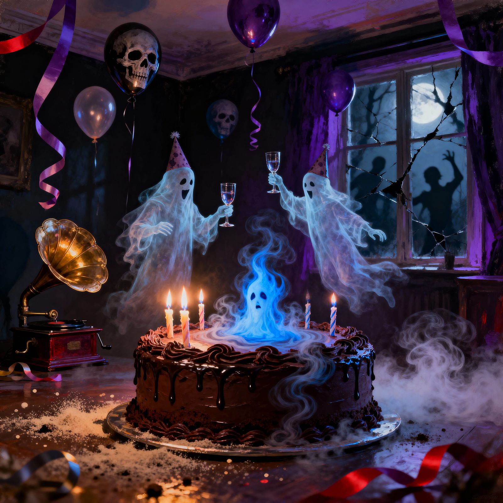 Haunted Birthday Celebration in Cinematic Realism