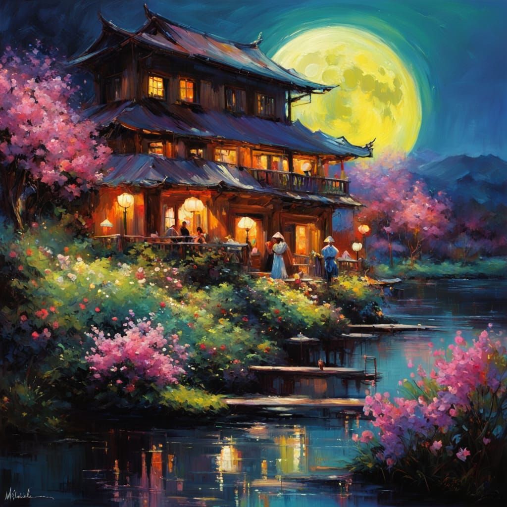 Luminous Spring Oasis in Vibrant Neon