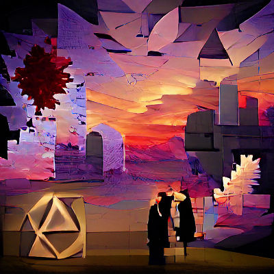 Abstract Sun in Low Poly Pixel Art