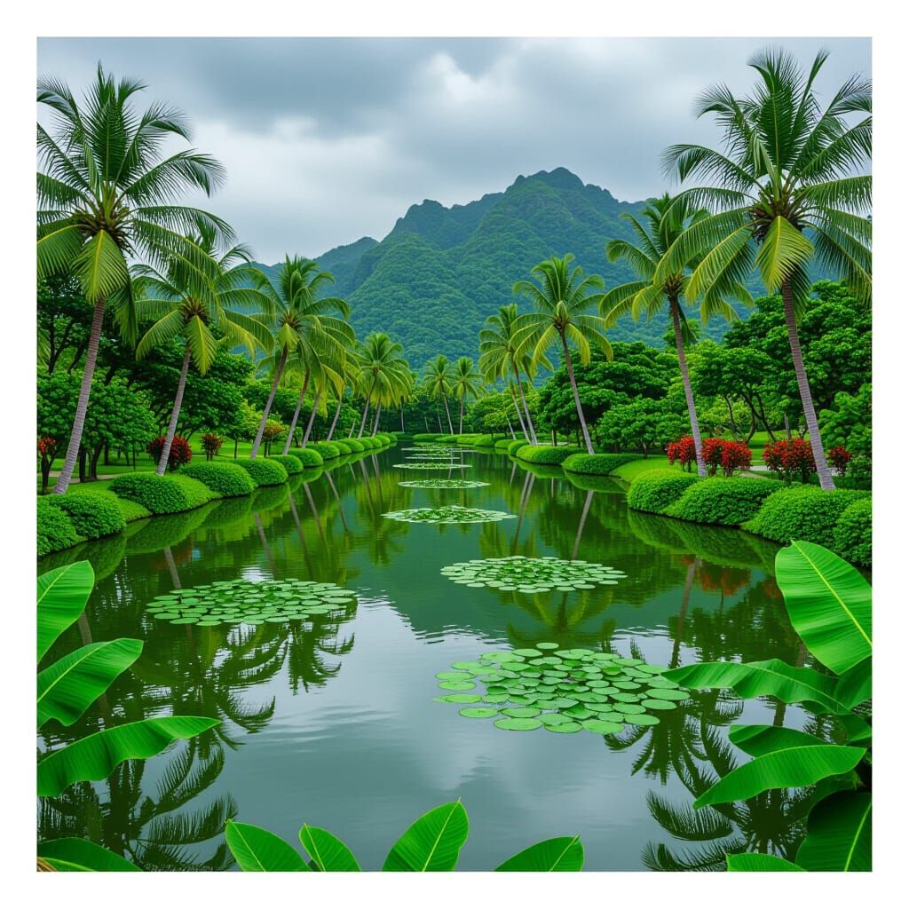 Lush Greenery and Water Create Paradise