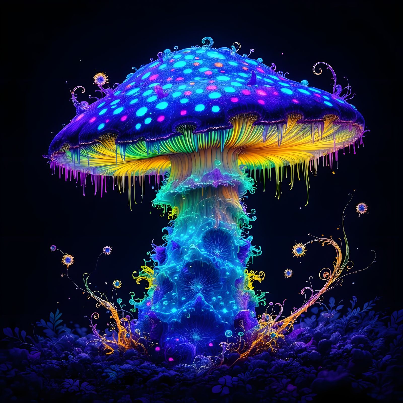 Glowing Murex Mushroom with Triadic Colors