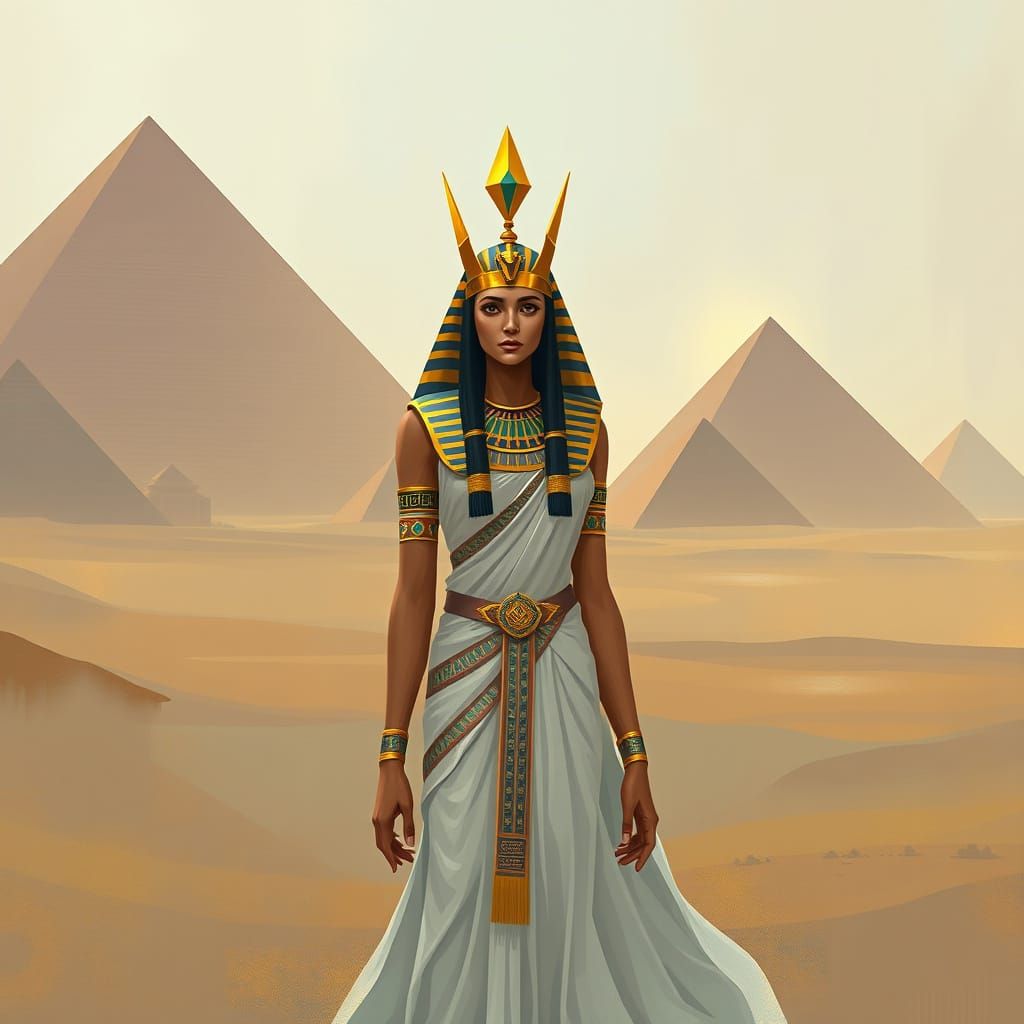 Goddess Isis in Mystical Egyptian Landscape