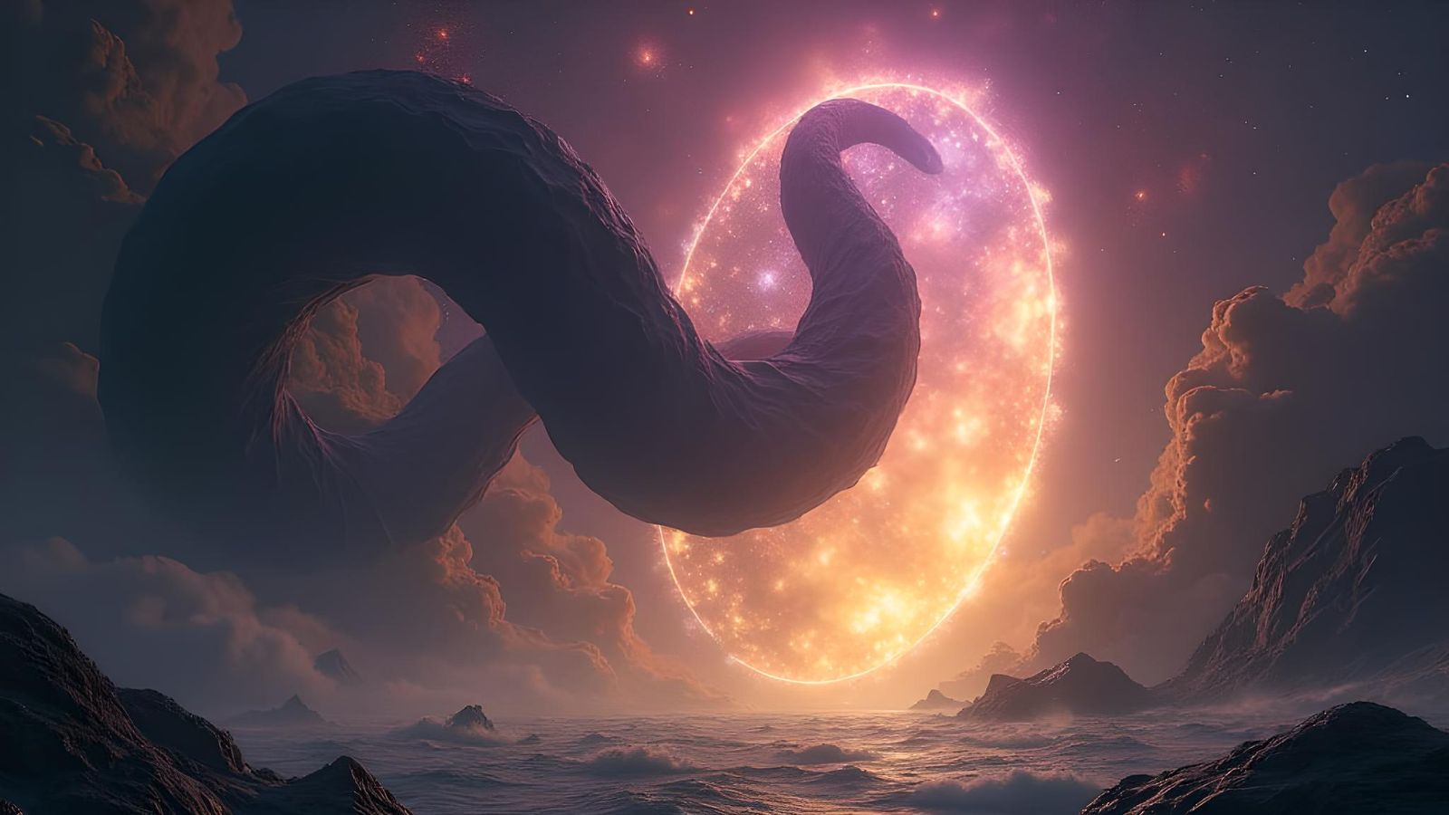 Void Creature Reaching for Light: Dark Fantasy Art