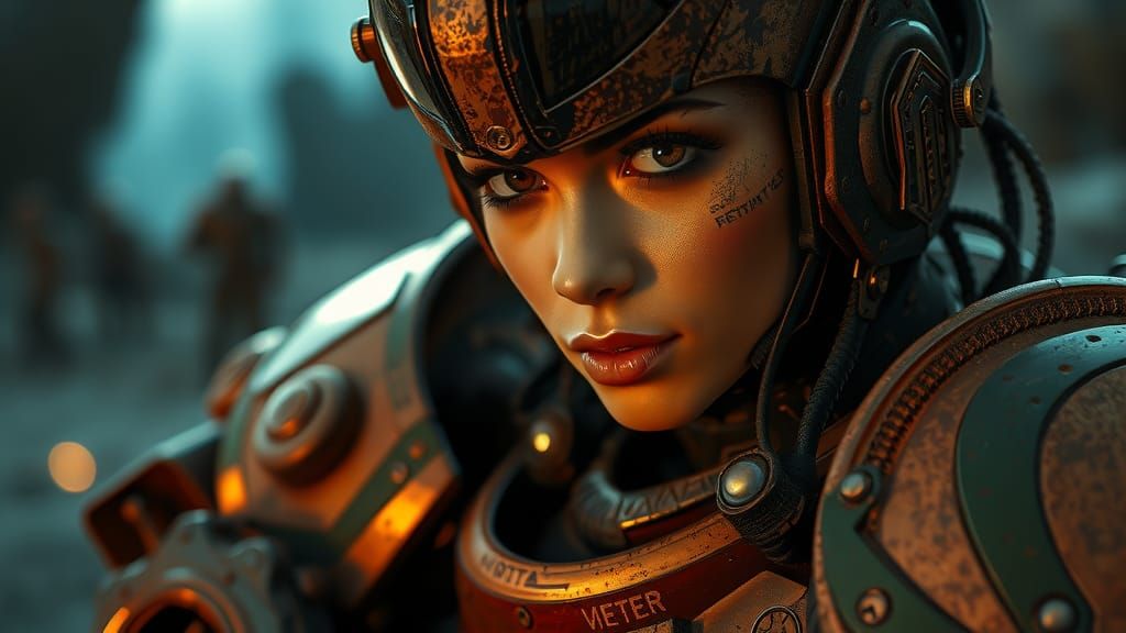 Mecha Woman Portrait on Alien Planet