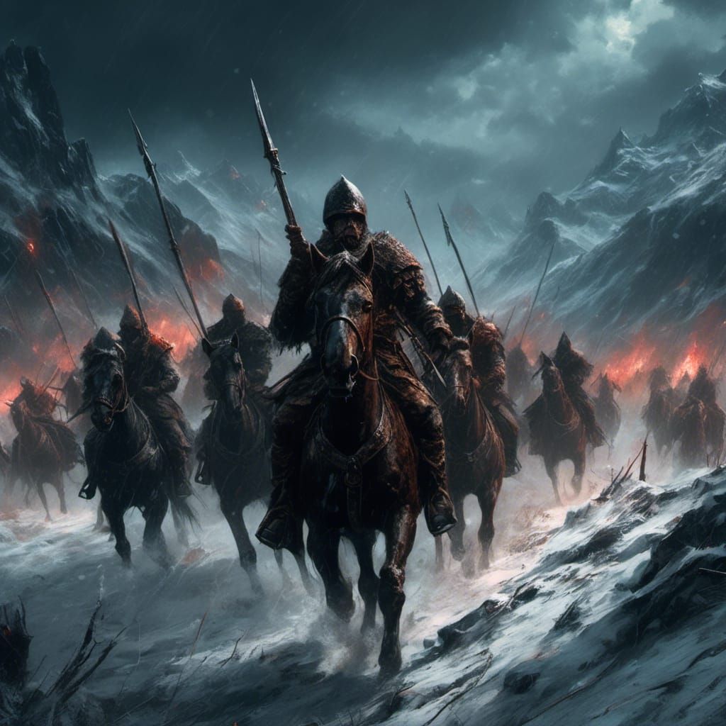 Epic Skyrim Battle Scene in Dark Medieval Style