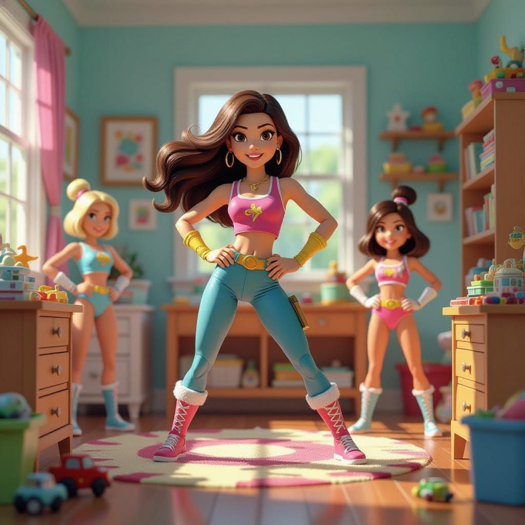 Vibrant Action Figure in Whimsical Disney-Inspired Children'...
