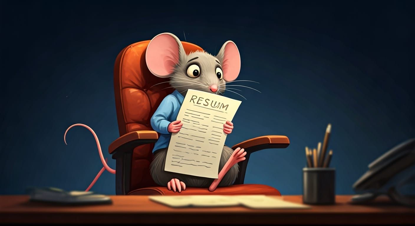 Mouse Job Interview in Playful Cartoon Style