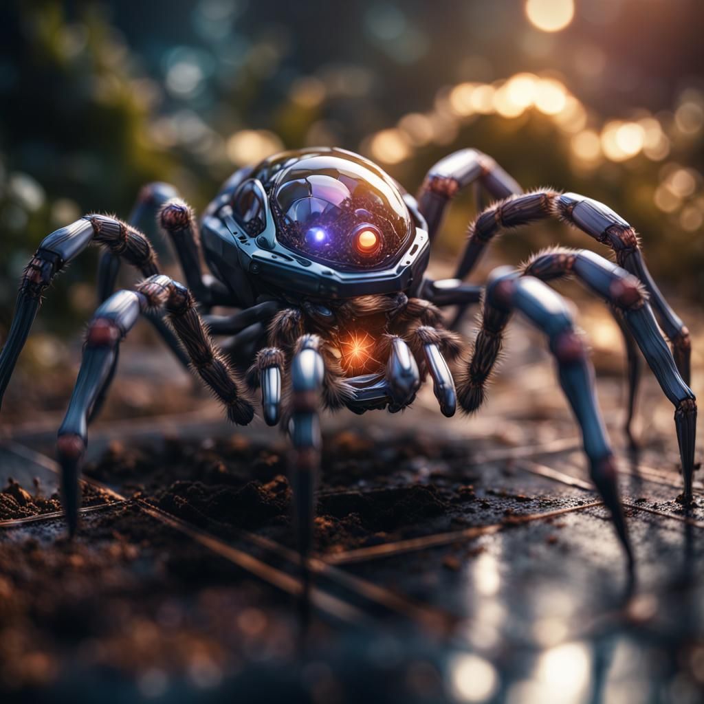 Robotic Crystal Spider in High-Definition Photography