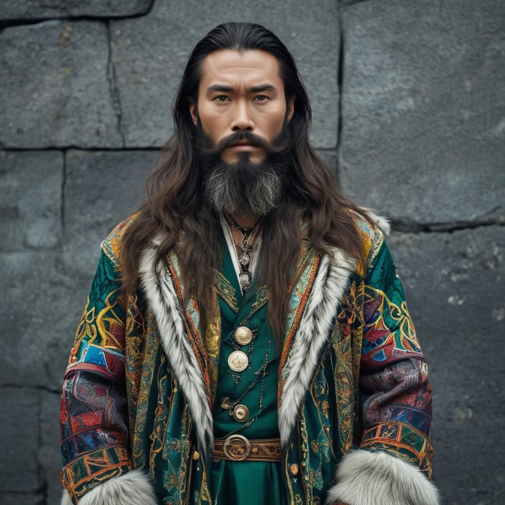 Handsome long-haired Greenlandic man