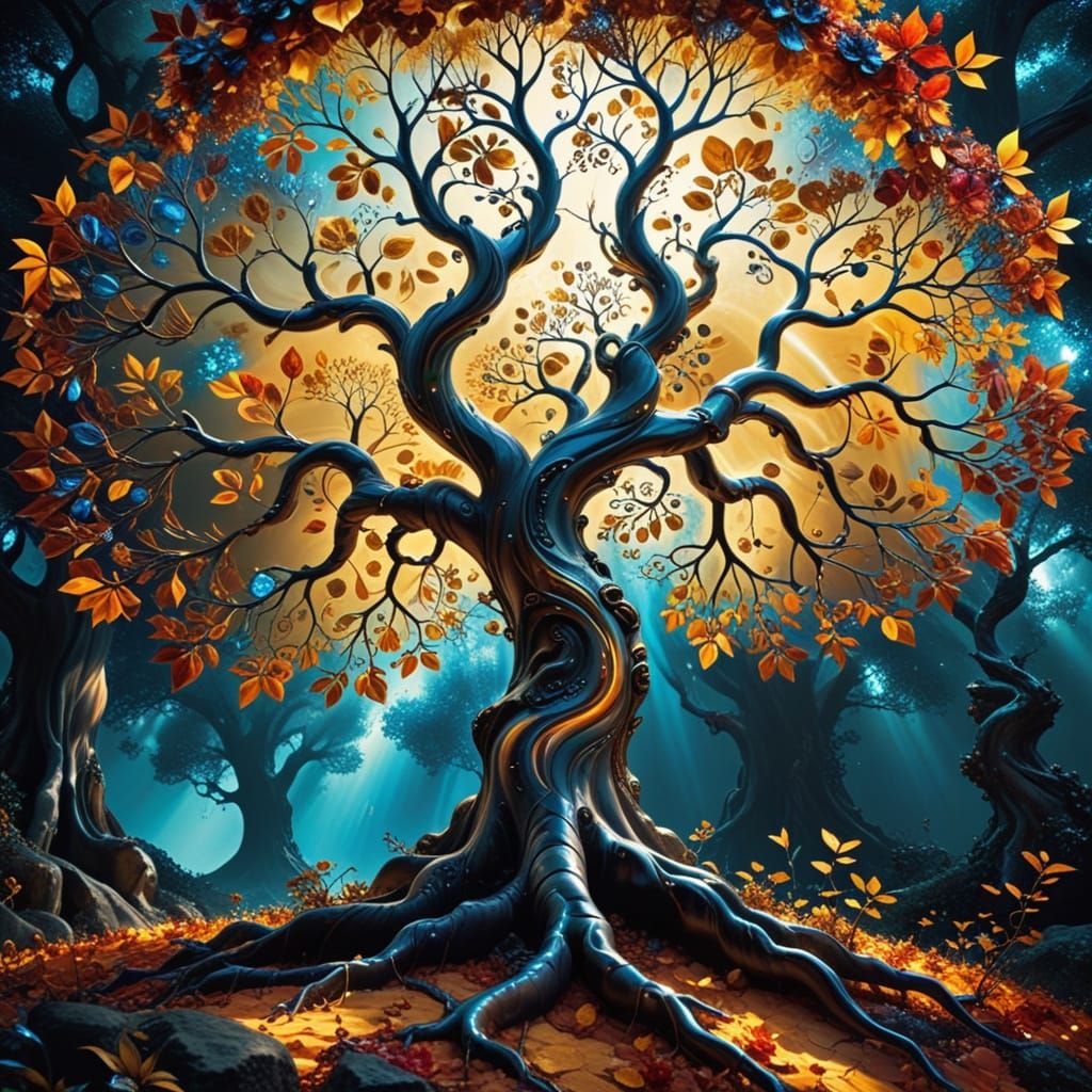Vibrant Tree of Life in a Dreamlike, Ethereal Atmosphere