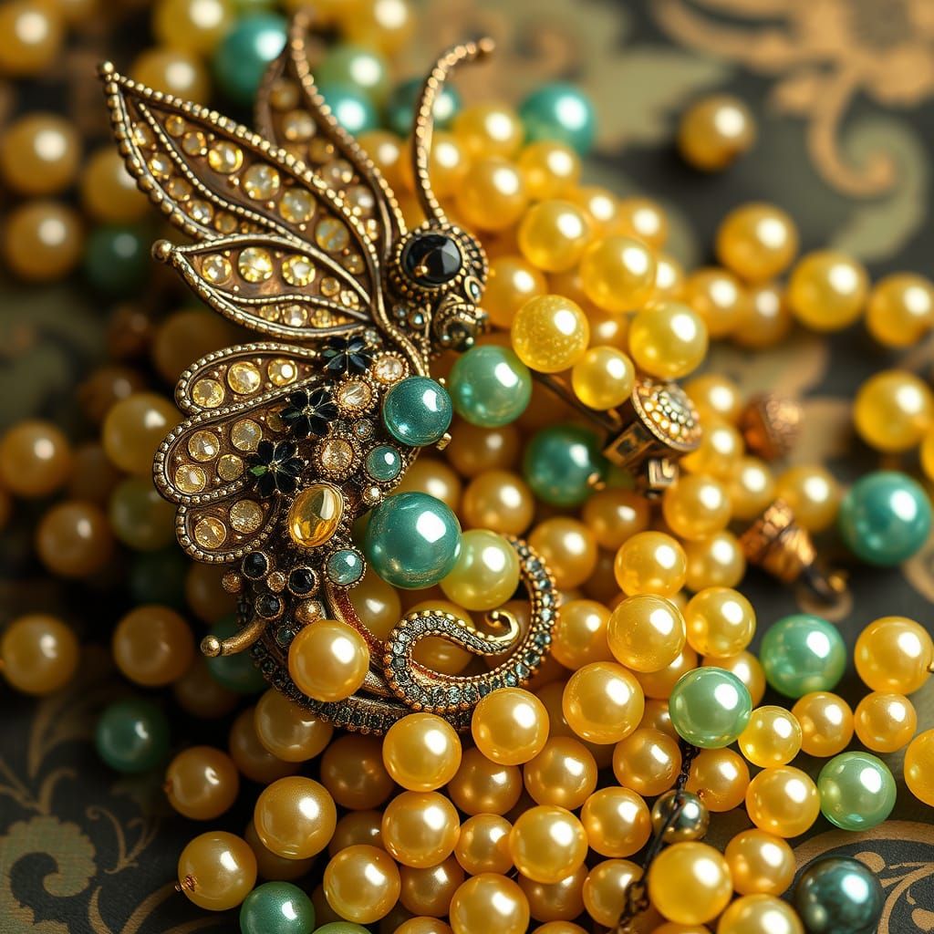 Pearl Creatures in Art Nouveau Style