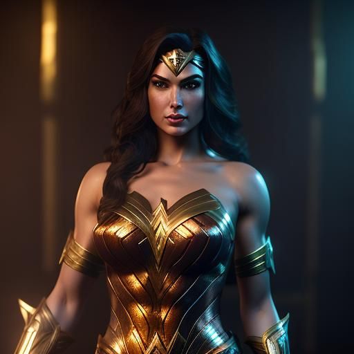 Golden Wonder Woman in 3D Game Style