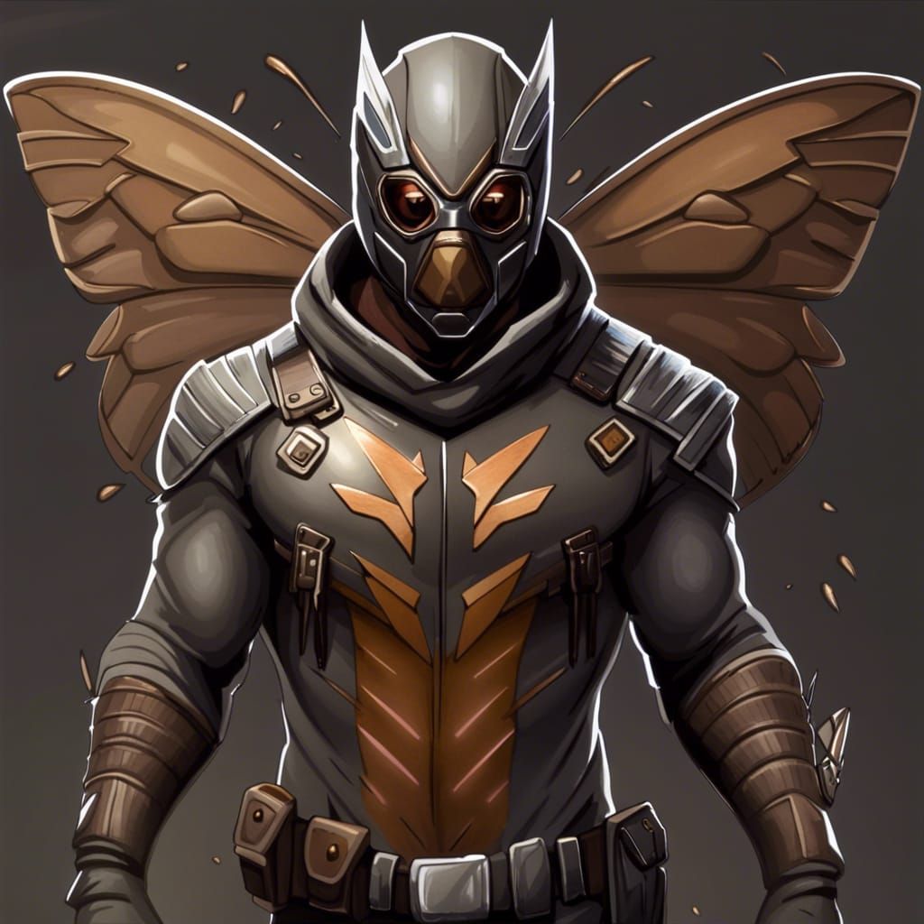 Masked Moth Hero in Hyperrealistic Style