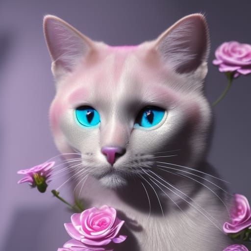 Opalescent Cat Face in Rococo Fairycore Style