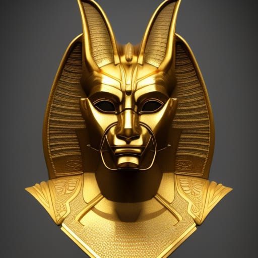 Realistic Gold Anubis Mask Portrait in Dynamic Lighting