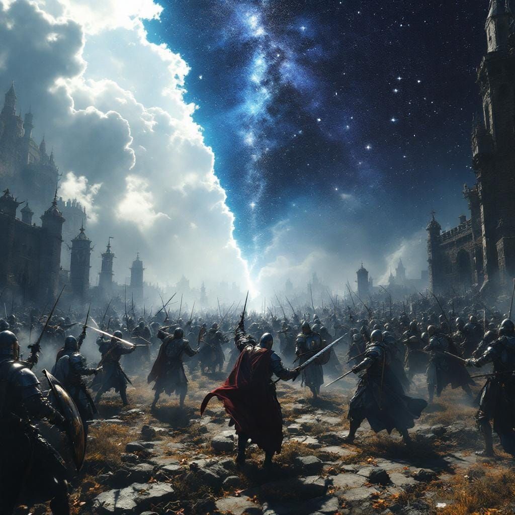 Medieval Battle Reveals Starry Night, Oil Realism