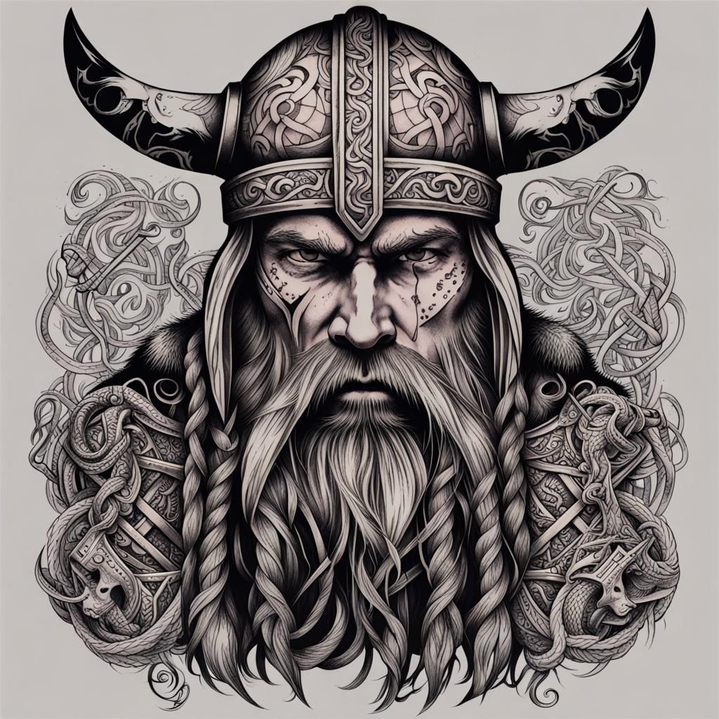 Savage Viking Tattoo Design