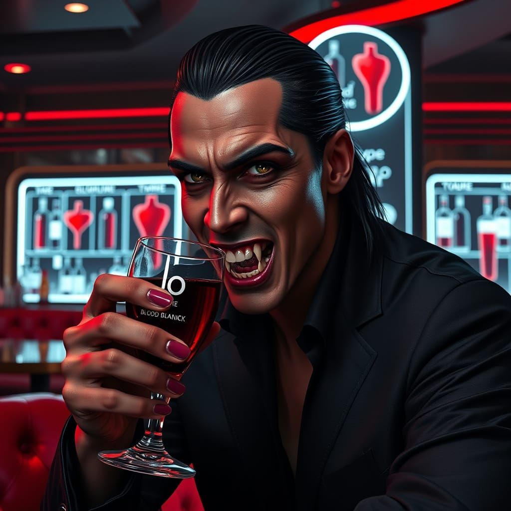 Sophisticated Vampire at a High-End Blood Bar