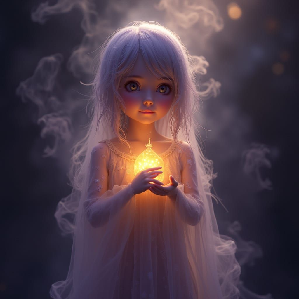Whimsical Ethereal Spirit in Golden Light