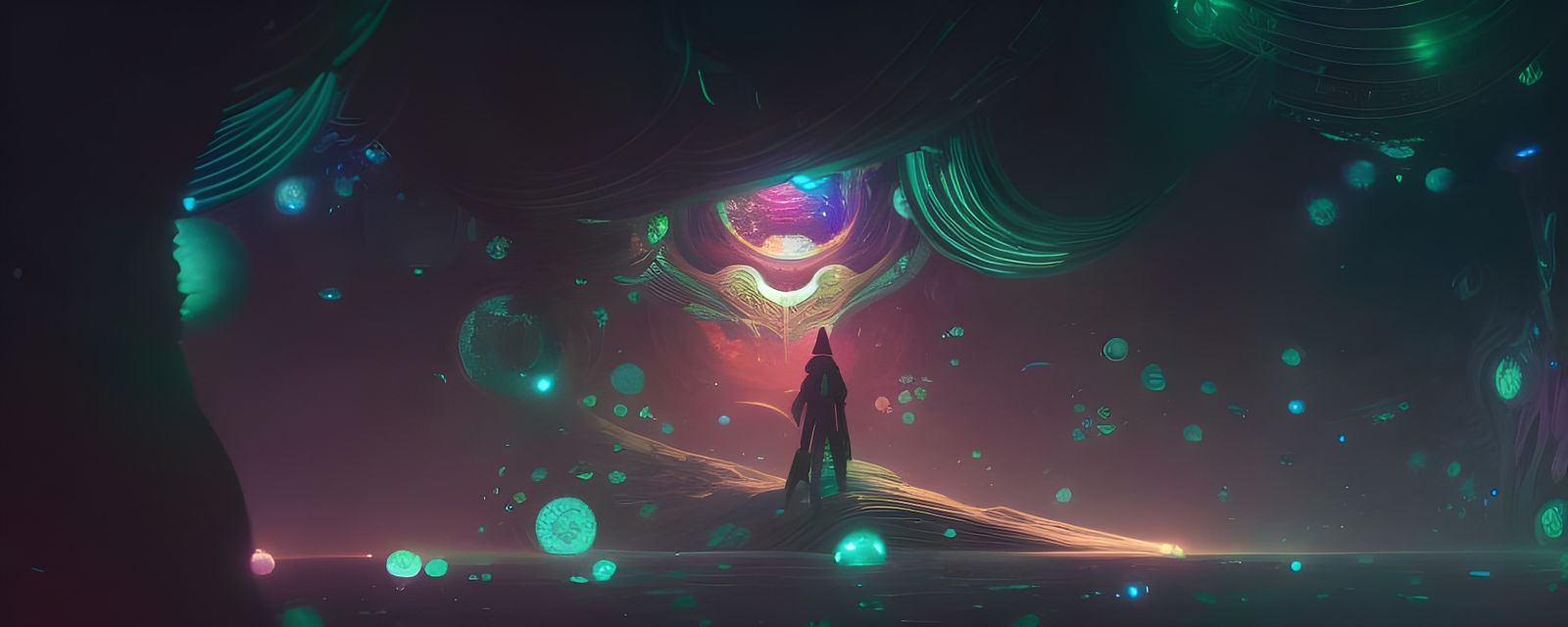 Sci-Fi Constructed Eye with Luminous Crystals