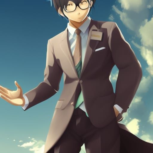 Anime Businessman Portrait in Detailed Matte Painting