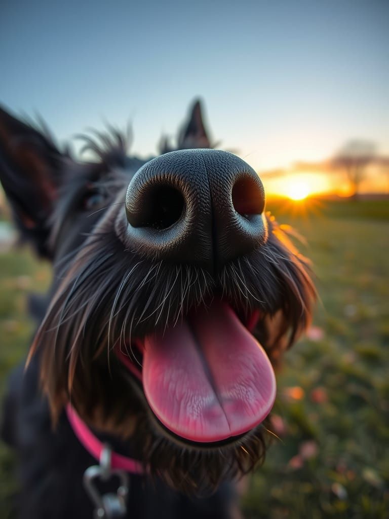 Macro View of a Black Schnauzer's Nose
