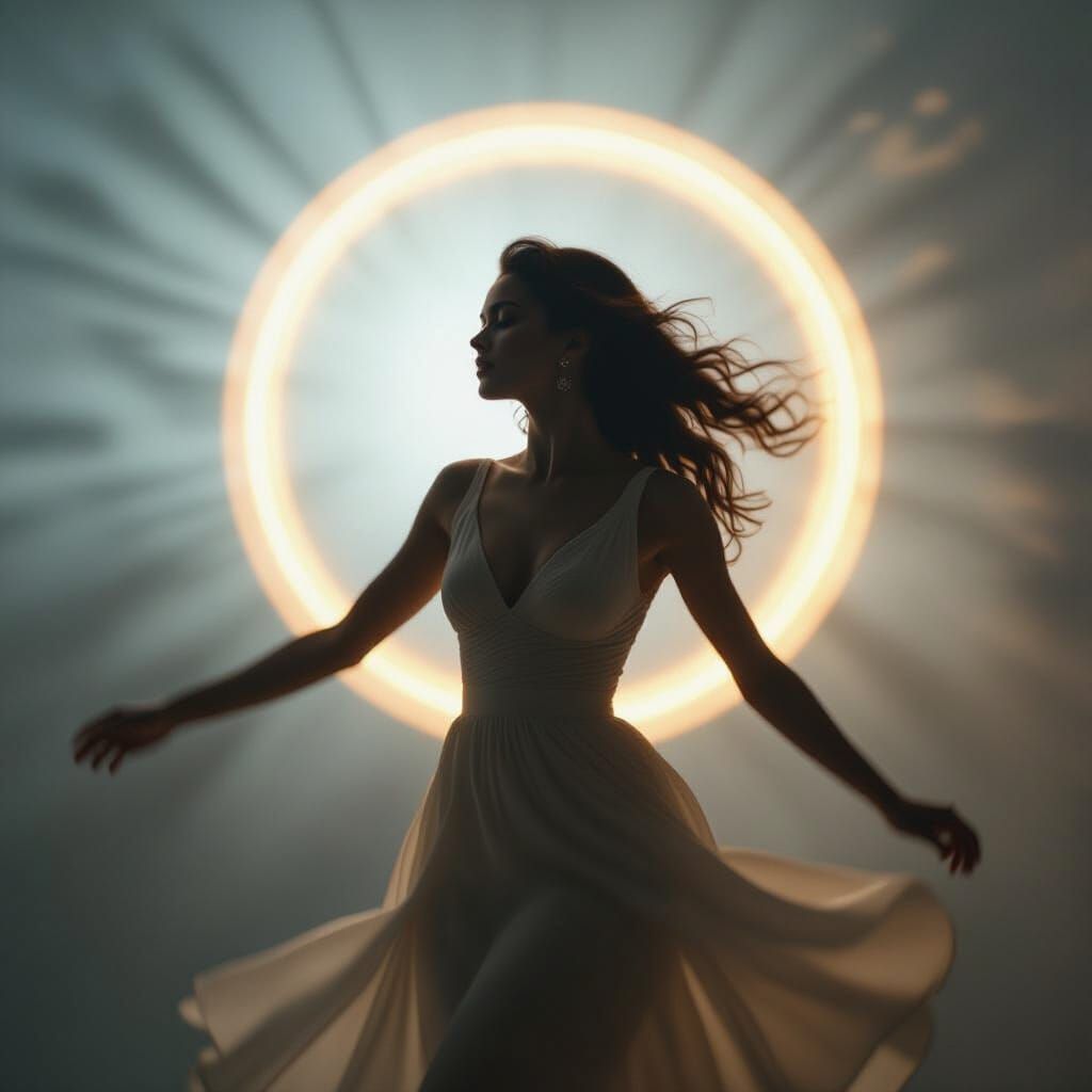 Woman in Dreamy Blur: Cinematic Film Still